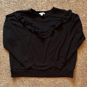 Black Ruffled Sweatshirt